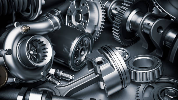 car engine parts. closeup 3d render